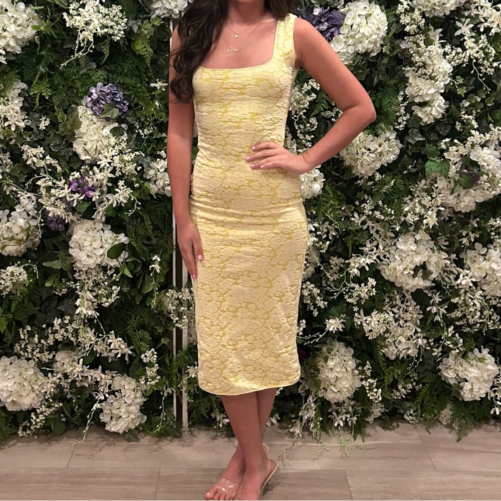 Zara Yellow Lace Midi Dress